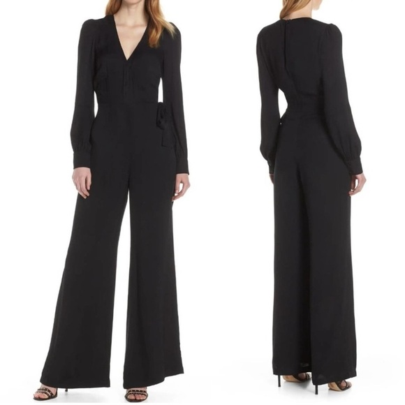 Reformation Molly Long Sleeve Jumpsuit Black 2 - Picture 1 of 15
